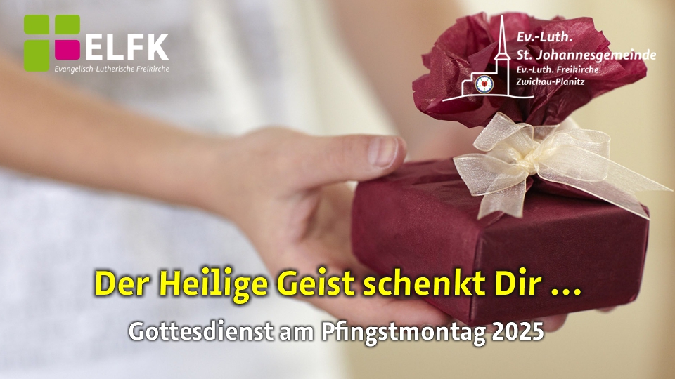 Eine Hand hält von links kommend ein eingepacktes Geschenk.