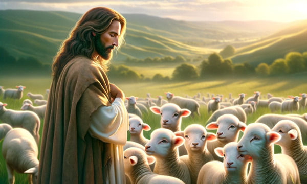 KI erzeugtes Bild mit Jesus als Gutem Hirten
