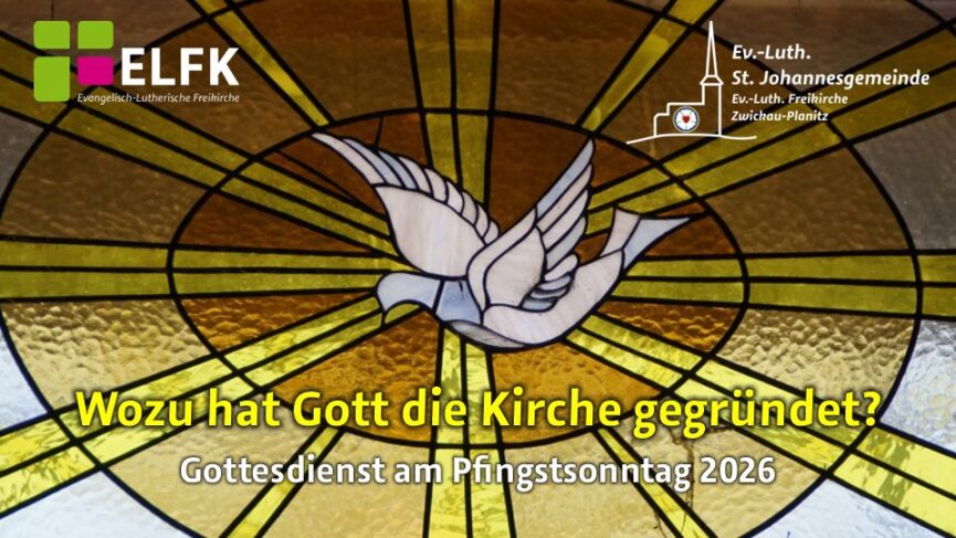 Glasfenster mit einer fliegenden Taube als Symbol des Heiligen Geistes